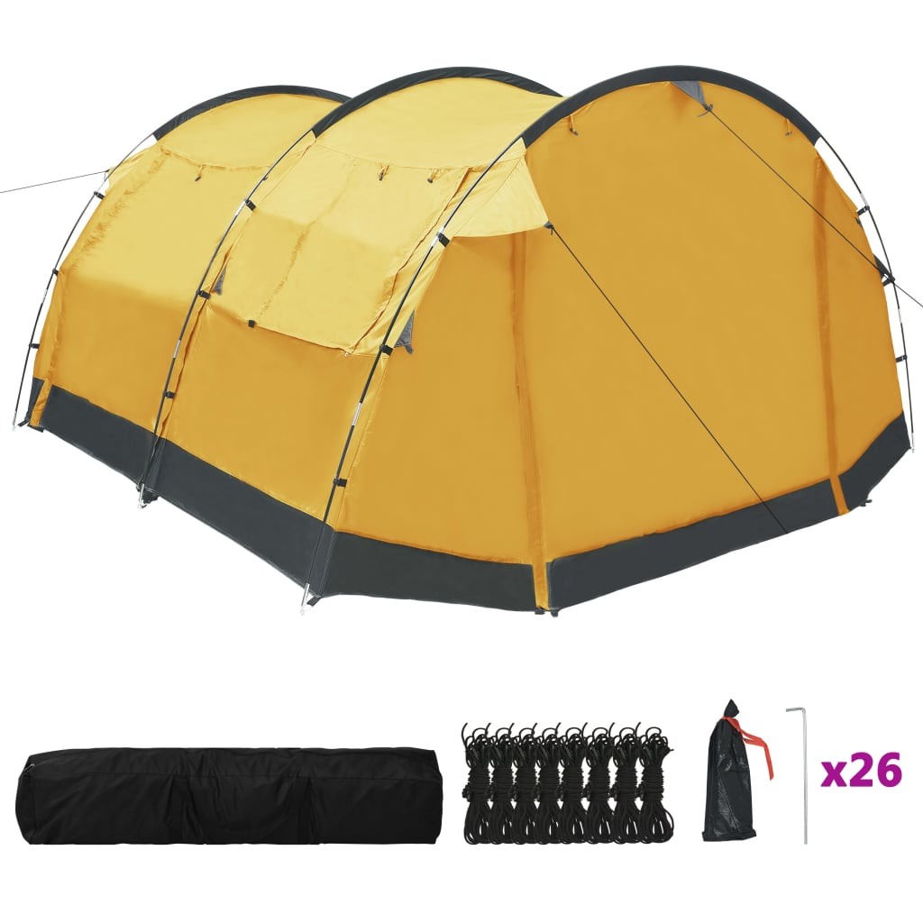 Tunnel Camping Tent 4 Person Yellow